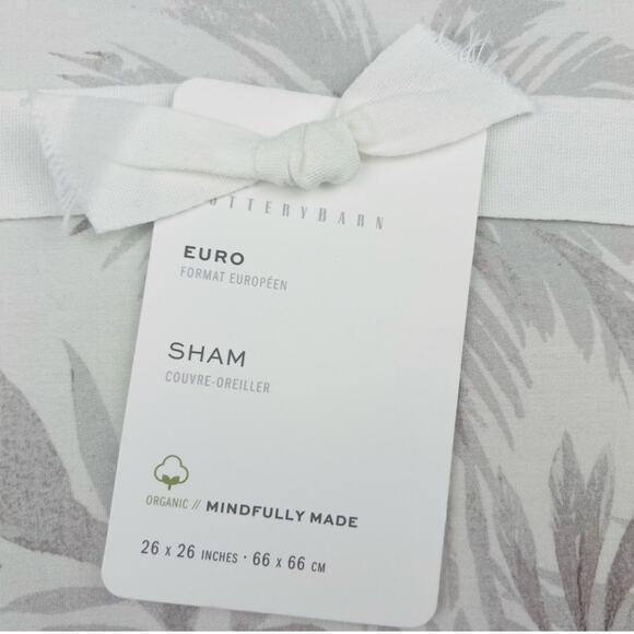 Pottery Barn EURO Palm Toile Percale Sham Gray Palm Trees Watercolor NWT - Picture 2 of 6